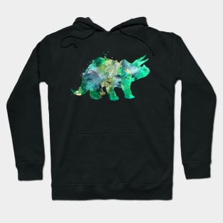 Green and Gold Triceratops Watercolor Painting Hoodie